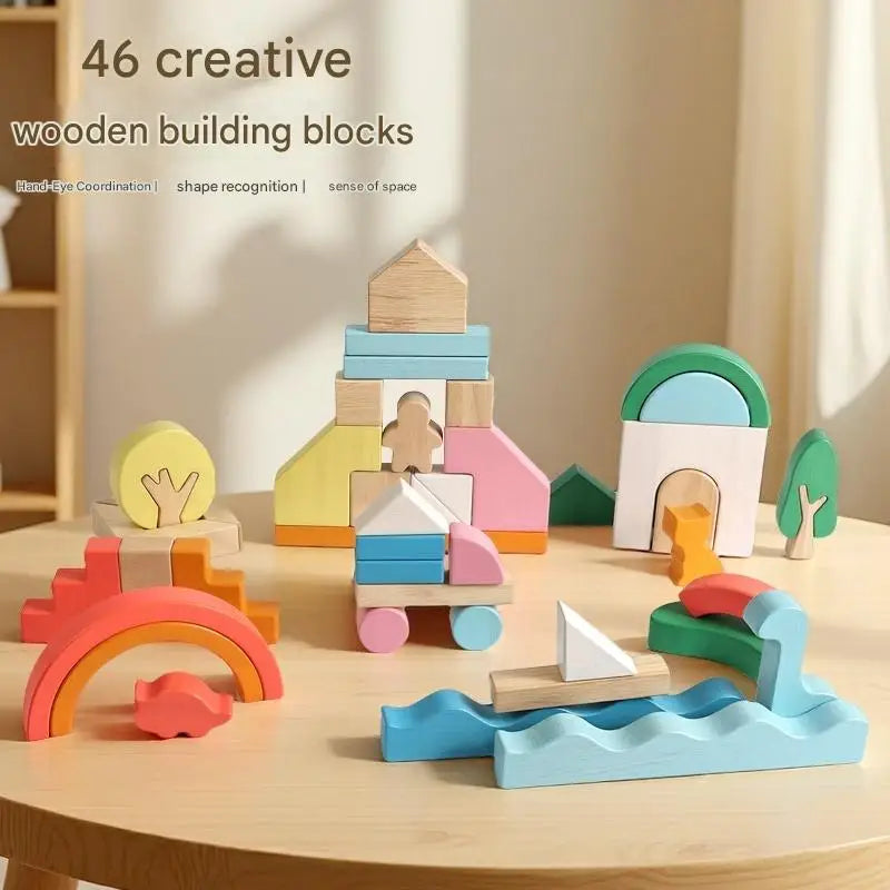 2026 New House Building Toy 46 Pcs Macaron-colored Creative Building Blocks Building Blocks Toys