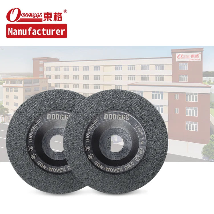 High Quality 100*16mm Brown Corundum Abrasive Non-Woven Disc Polishing Wheel Angle Grinder 80#~600# Grit Plastic Backing OEM