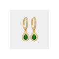 925 Sterling Silver Emerald Stone Pear Drop Dangle Earrings ONR2037 Model Turkey Origin