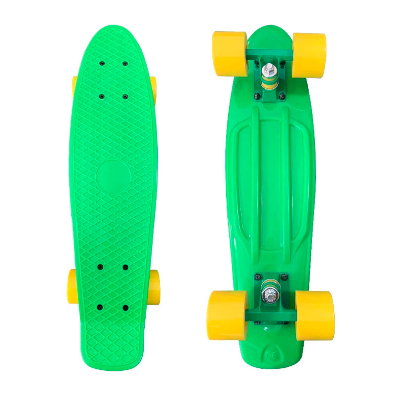 High Quality 22x6 Inch Plastic Skateboard High Speed ABEC-7 Bearings Double Rocker Shape Mix Color Options for Cruiser