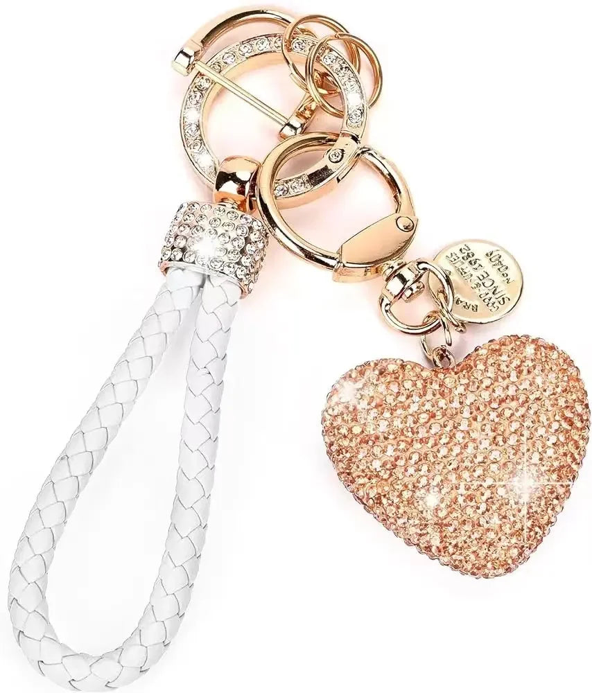 Rhinestone Cute Bling Love Heart KeyChain Heart Car Keychain Women Bag Pendant Crystal Heart Shape Key Ring Valentines Day Gift