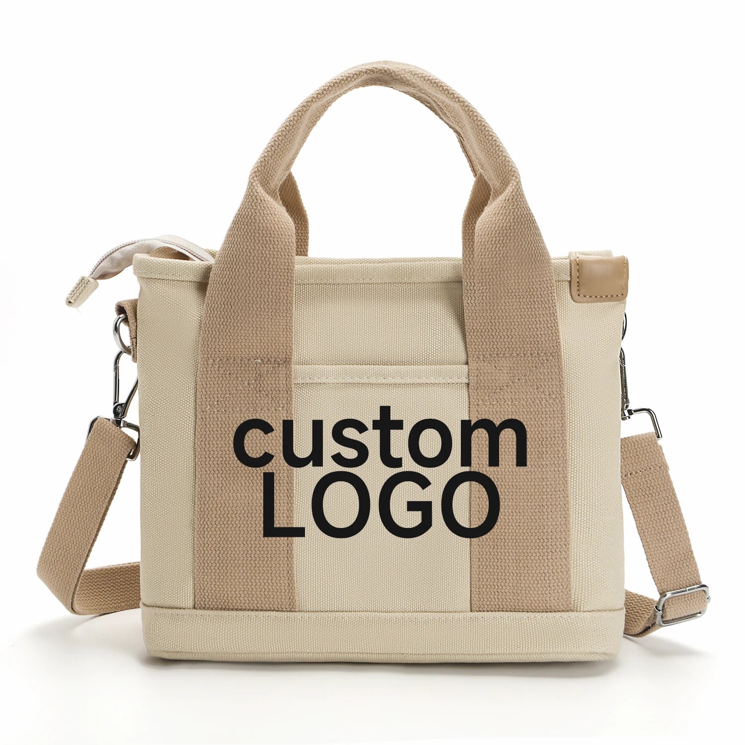 Wholesale Lady Oversize Cotton Canvas Tote & Messenger Bag with Inner Pocket Lightweight Adjustable Strap Zipper Closure