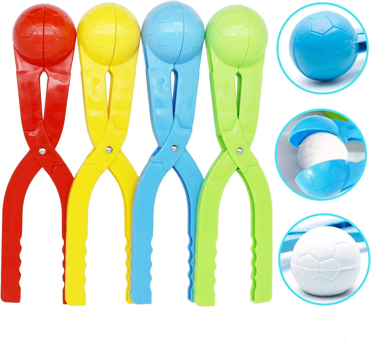 4 Pack Snowball Maker Snow Ball Toys Games with Handle for Kids Outdoor Indoor Winter Snowball Fight Maker Tool Clip