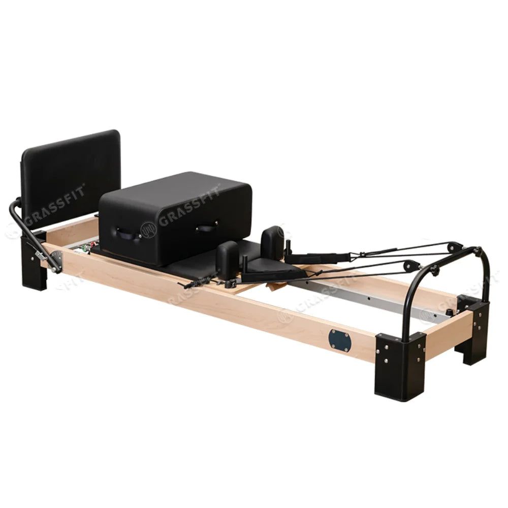 Commercial Home Pilates Reformer Bed with Wooden Frame for Fitness and Yoga Premium Pilates Equipment Wooden Pilates Reformer
