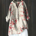2025 Autumn New Loose Comfortable Stylish and Versatile Printed Long-sleeve V-neck Button Shirt