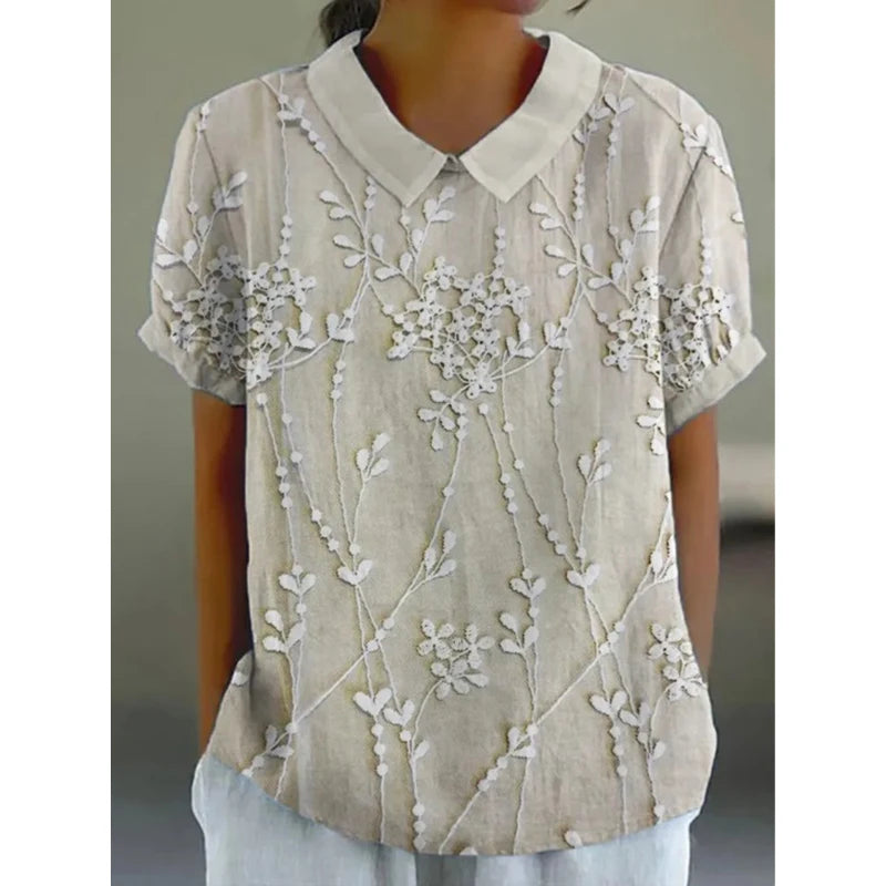 2025 New Spring/Summer Women's Pullover Crew-Neck 3D Printed Short-Sleeve T-Shirt for Foreign Trade