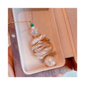 Hot Sale Special Design Natural Freshwater Baroque Pearl Wrapped Christmas Tree Pendant Necklace