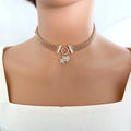 Classic Style Heart and Star Shaped Pendant Mutil Layer Link Chain Rhinestone O/T bar Design Fashion Jewelry Necklaces for Women