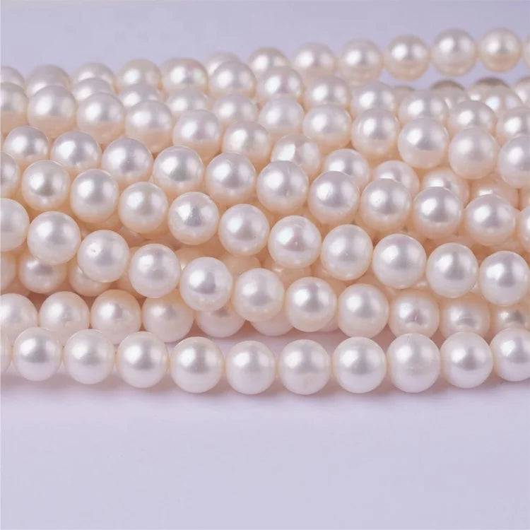 5A2 Natural Cultured near round Necklace Strand Loose Freshwater Pearl for Jewelry Making Earrings Bracelet