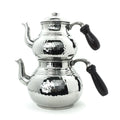 Handmade 850 ml + 1800 ml Copper Turkish Stovetop Teapot Set Hand Hammered Metal Vessels