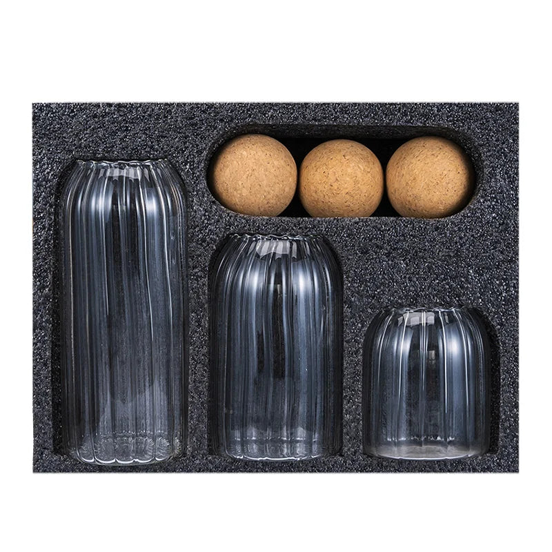 Home & Kitchen Food Storage Bottle Jar Set Round Big Borosilicate Glass Spice Container Jars with Cork Lid