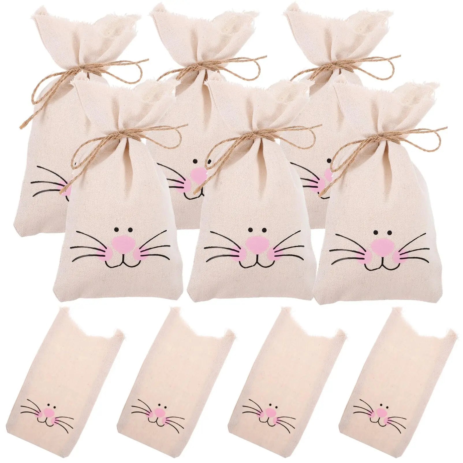 Easter Gift Linen Jute Bag With Drawstring Bunny Rabbit Treat Candy Bags Rustic Hunting Bag Party Favor