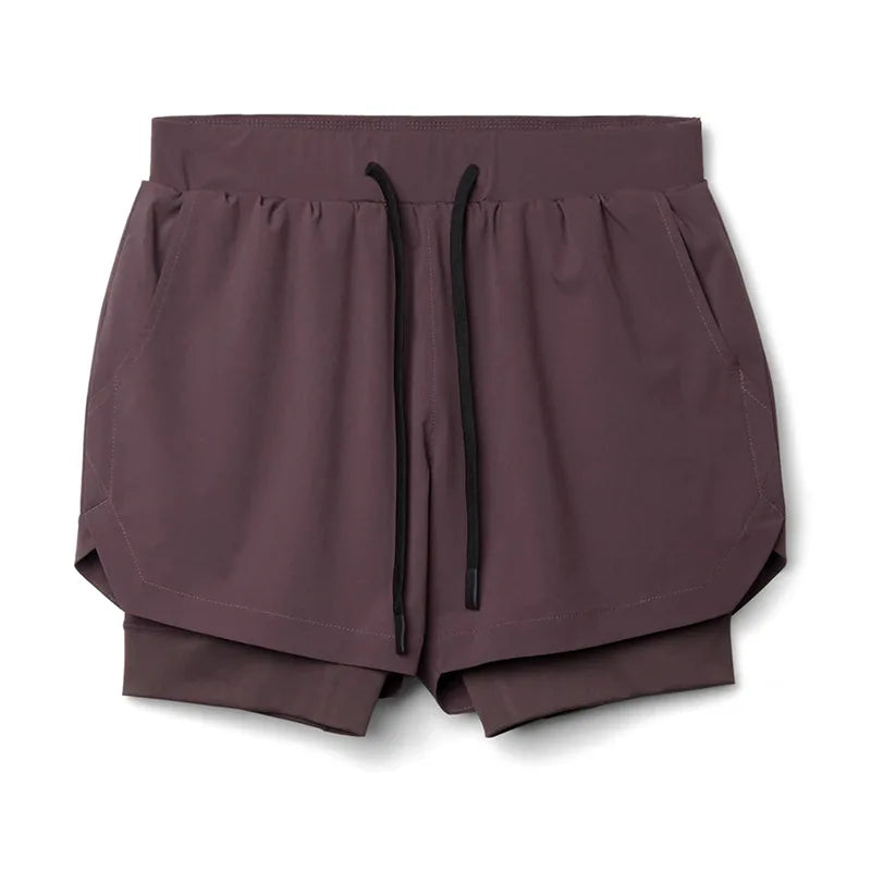 Double-layer Quick Drying Drawstring Men's Fitness Shorts Breathable Casual Men Gym Shorts
