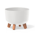 White flower pot without reservoir GRACIA collection 23.8cm x 23.8cm x 18.7cm capacity of 5.1 L.