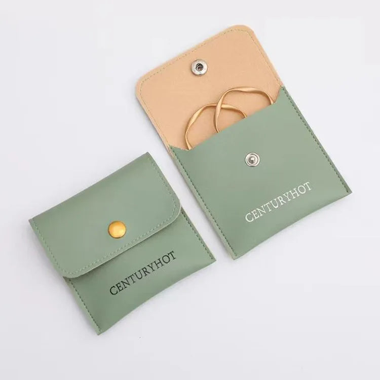 Ready to Ship Microfiber Mini Luxury Jewelry Faux Suede Pouches for Travel Tennis Bracelet with Button