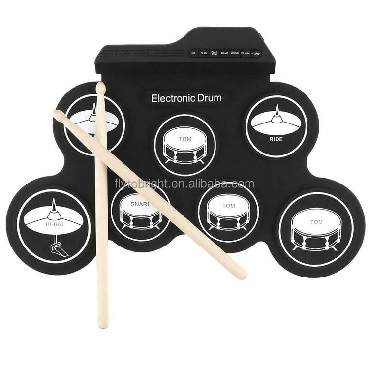 Professional Portable Adjustable USB-Charging Electronic Drum Set Hand Roll Foldable Training Artifact Jazz Beginners Drum