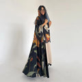 Fashion Floral Print Open Abaya Muslim Elegant Cardigan With Hijab Scarf 2026 Feminine Clothes