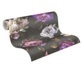 Made Germany Floral Wallpaper Rolls Black Purple Green Brown Non Woven Vinyl Modern Living Room Hotel Use Highly Wash-Resistant