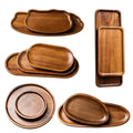 Wholesale Dishes Plates Customized Wood Service Tray Plate Wooden Coffee Snack Fruit Tea Cake Plate for Home Display Tray MegaBDM
