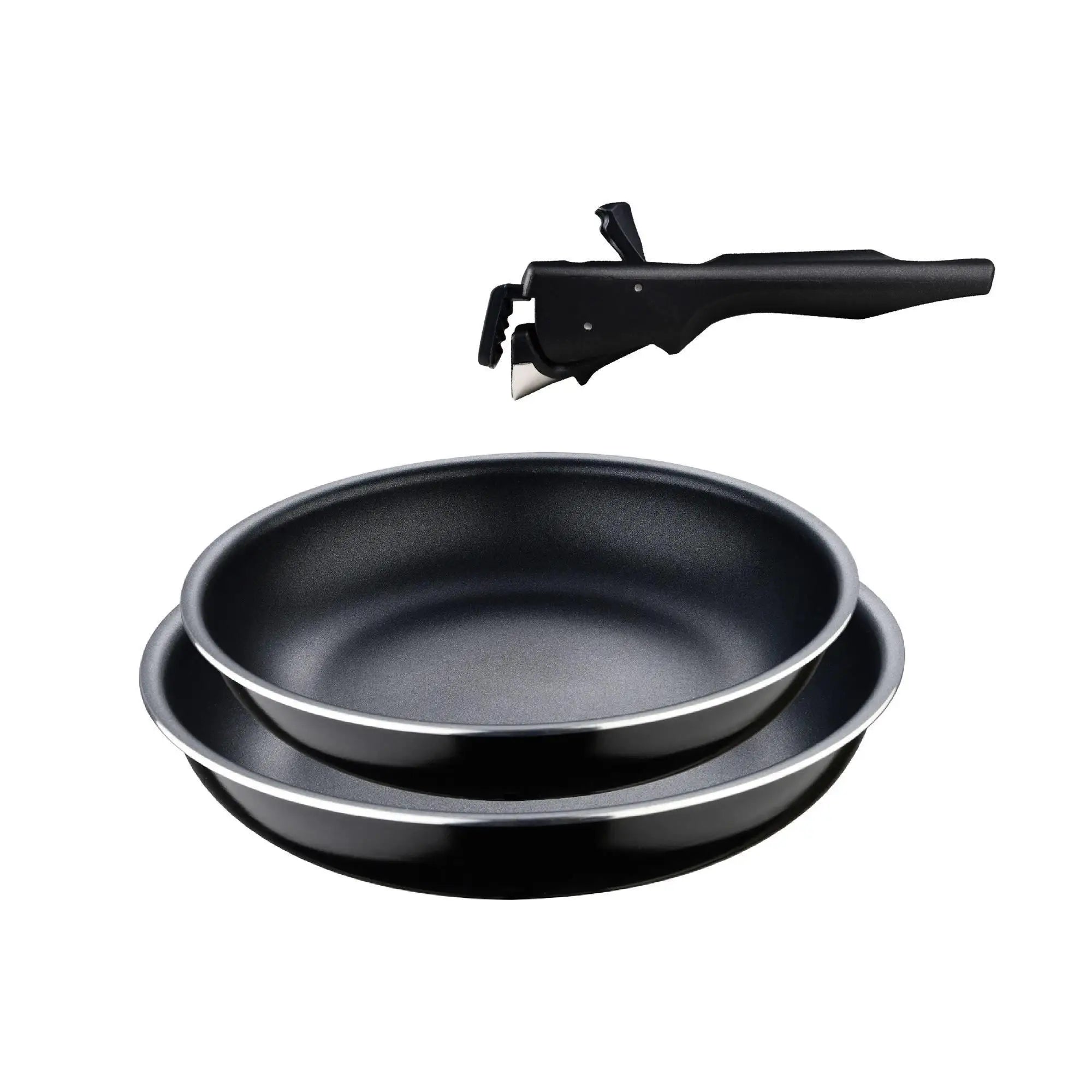 Bergner Click&Cook Set of 2 Frying Pans 22cm and 26cm + Removable Ergonomic Handle in Pressed Aluminum