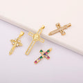 QIKU Bulk Supply Trendy Chain Cross Charms Gold Plated for Necklace Craft Religious Jewelry Wholesale
