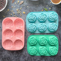 6 Grids Silicone Mold for Soap and Candle Making with Rose Flower Pattern DIY Crafts and Home Decor