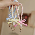 Universal  Weaving Bow Phone Wrist Strap Keychain Short Bowknot Mobile Phone Anti-Lost Hanging Braided Rope Lanyard Accessories