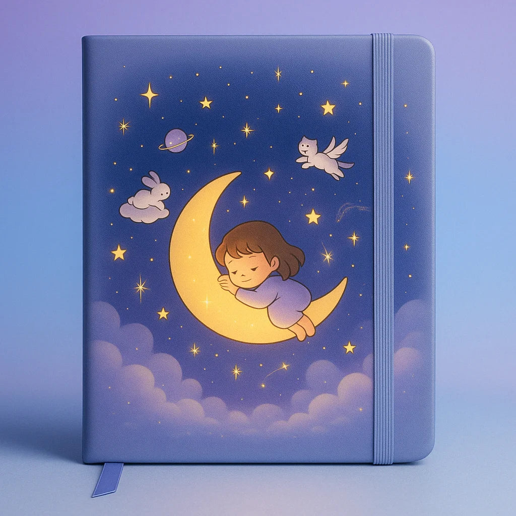 LABON Fairy Tale Dreamy Star and Moon Notebook Magical Night Sky Theme Journal for Girls Manifestation and Creative Writing