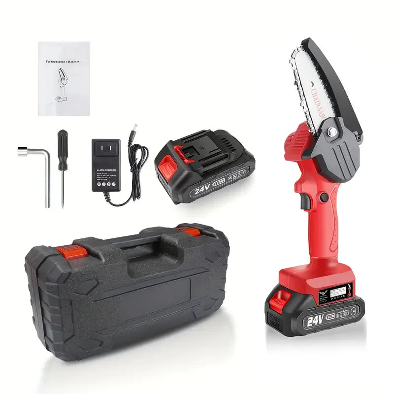 Mini Electric Chainsaw 6-Inch DIY Cordless Portable Handheld Chain Saw for Wood Cutting Tree Trimming