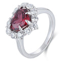 Exquisite 3.07CT Natural Red Garnet Gemstone Ring in 925 Sterling Silver with Sparking GRA Certified Moissanite Fine Bridal