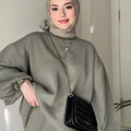 Muslim Womens Winter Knit Two-Piece Modest Set Top and Skirt Abaya Knitted Sweater Set