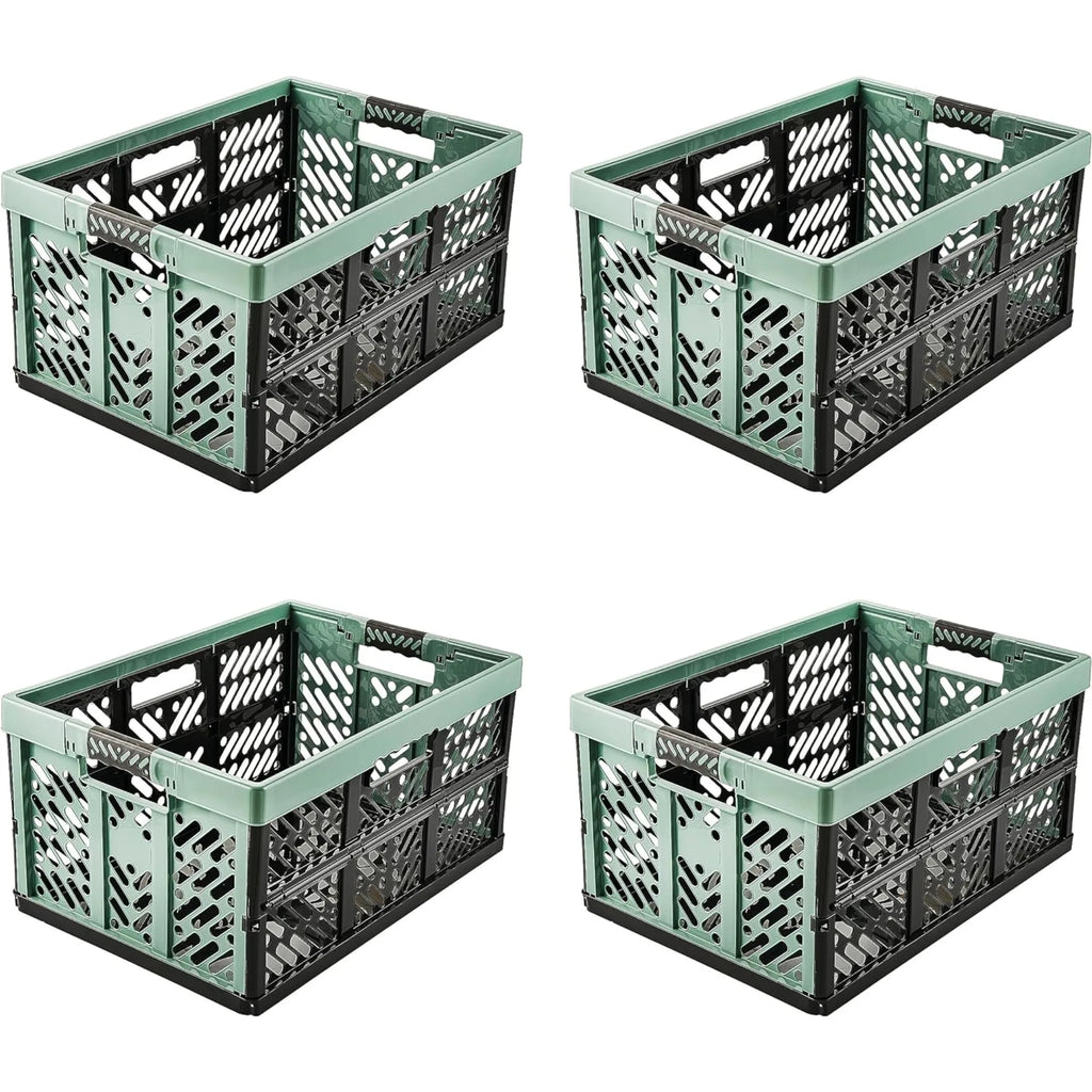 keeeper Set of 4 Sturdy Folding Storage Boxes with Soft Side Handles 4 x 45 L Ben Nordic Green (Green)