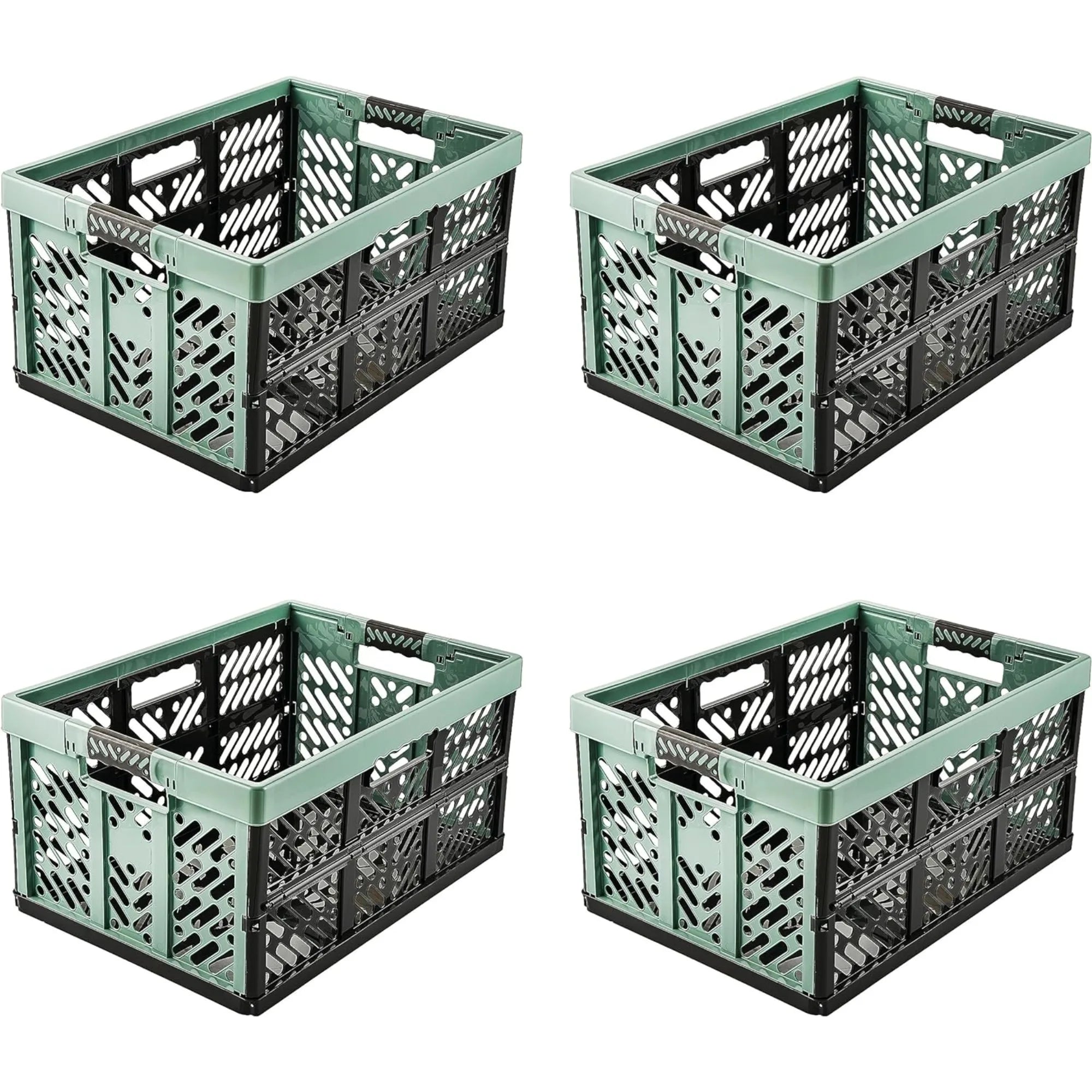 keeeper Set of 4 Sturdy Folding Storage Boxes with Soft Side Handles 4 x 45 L Ben Nordic Green (Green)