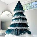 Handmade Decorative Fabric Christmas Trees Fabric Mesh Wavy Lace Fabric