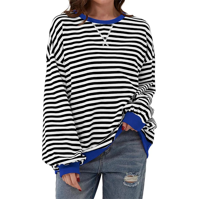 2025 Hot-selling Women's Loose Casual Striped Hoodie Women Tops Parke Sweatshirt Parke Fashion Women's Clothing