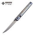 Hongrui 2026 New Design CNC D2 Steel Outdoor Folding Knife Fine Sand Finish with TC4 Titanium Alloy Handle for Easy to Carry