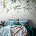 Made in Germany Photo Wallpaper Murals Leaves Green Blue White Non Woven Vinyl Wall Mural Leaf Tendril for Hotel - 371 x 280 m