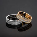 Fashion Personality Baguette CZ Rings Iced Out Micro Pave Round Cubic Zircon Hip Hop Ring Bling Brass Gold Plated Rapper Jewelry