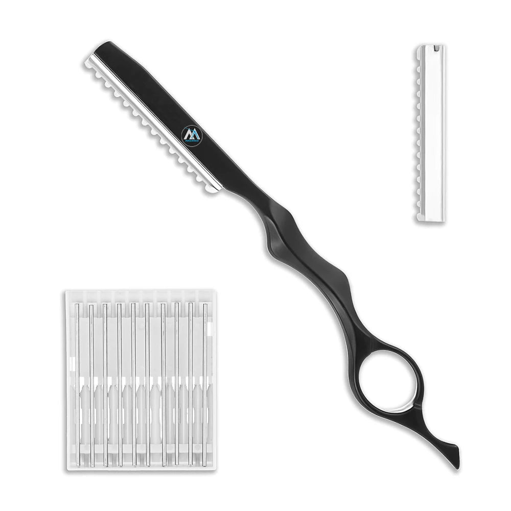Hair Razors Stainless Steel 7" Thinning Styling 10 PCS Sharp Blades Professional Salon Barber Razor
