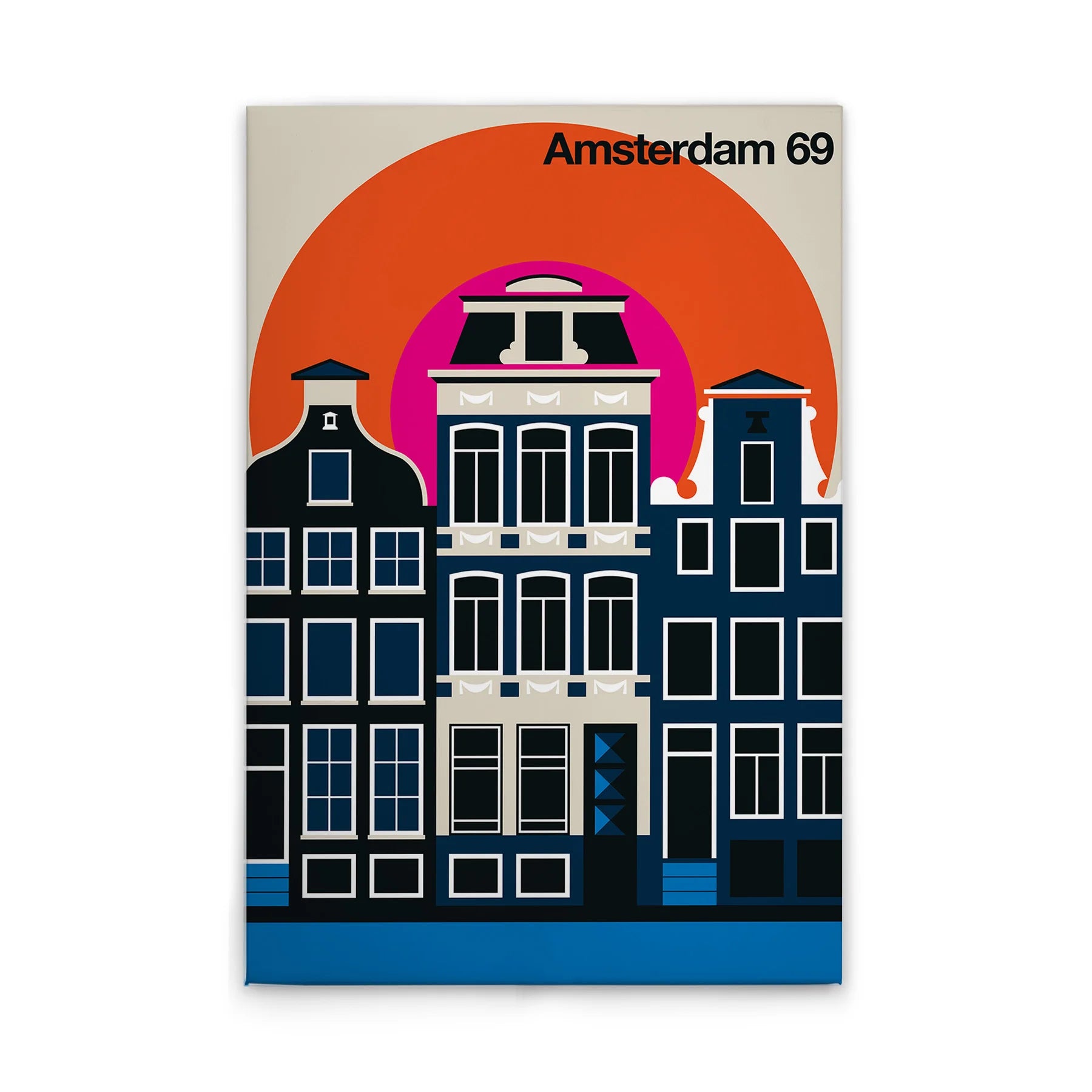 Made In Germany - Home Decor Canvas Picture Retro Amsterdam - Wall Mural In Cream And Black - Canvas Picture On Stretcher Frame