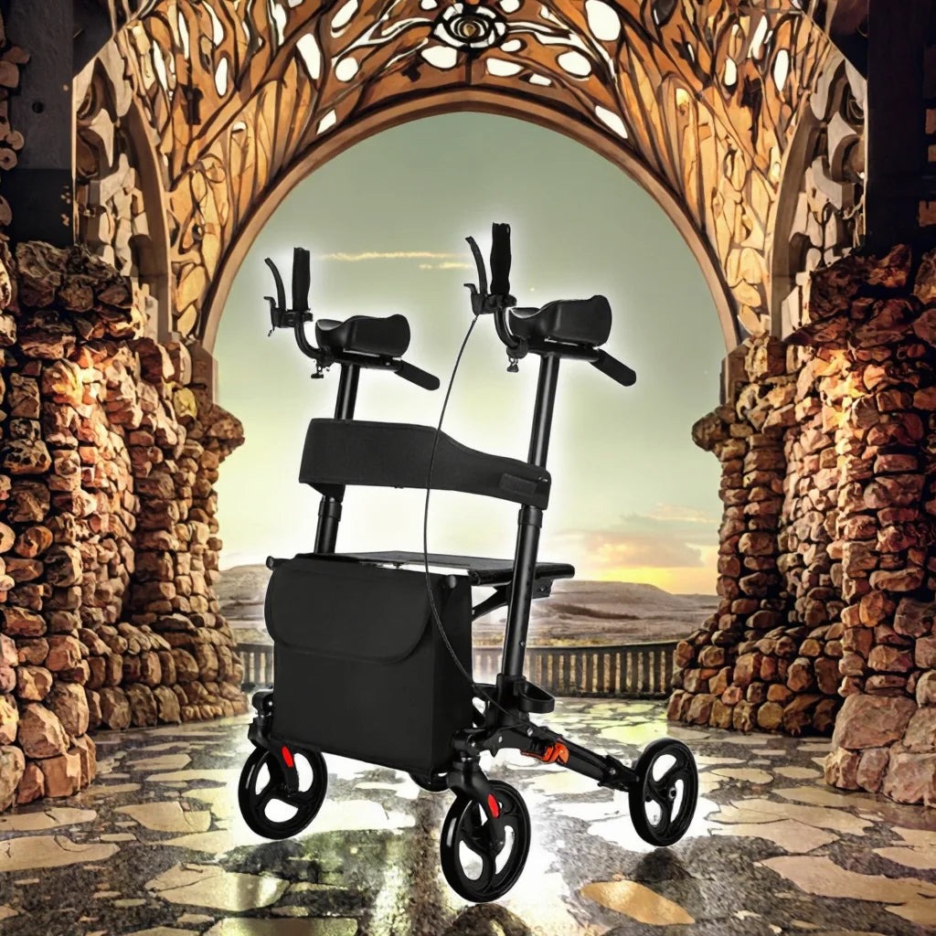 Carbon Aluminum Walking Rollator Walker for Elderly Adults Seniors Indoor All-terrain Mobility Rehabilitation Therapy Supplies
