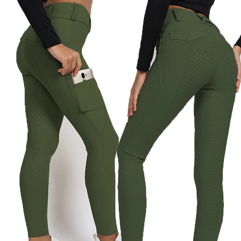 Multi-Color Women Equestrian Breeches Full Seat Silicone Jodhpurs Custom Logo Horse Riding Clothing Spandex Nylon Breeches MegaBDM