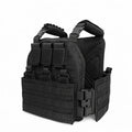 Outdoor Woodland Black Tactical Vest Quick Release Plate Carrier Vest Adjustable Structure for Training and Outdoor Use