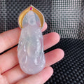 Myanmar Natural a Type Jadeite Jade Pendant 18K Gold Ice-Like Guanyin Bodhisattva Emerald Pendant 20.85