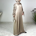 Modest Muslim Elegant Turkey Abaya Premium Dress Set With Matching Scarf Solid Color Maxi Robe for Women S243