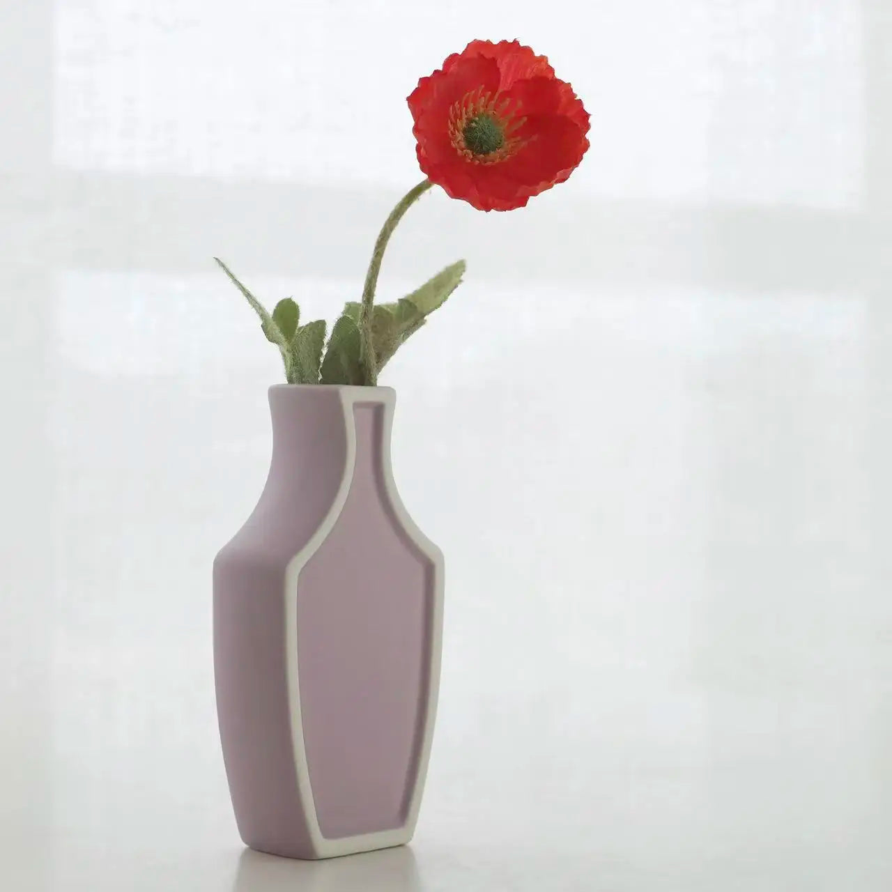 Modern Geometric Ceramic Vase | Matte Finish Decorative Flower Vase | Minimalist Tabletop Vase for Home & Interior DÃ©cor