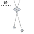 Niche Light Tassel Pendant Moissanite Necklace 925 Sterling Silver Four-leaf Flower Necklaces for Women