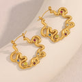Dreamshow Irregular Twisted Hoop Earring Summer Fashion Colorful Zircon Jewelry Gold Plated Stainless Steel Earring