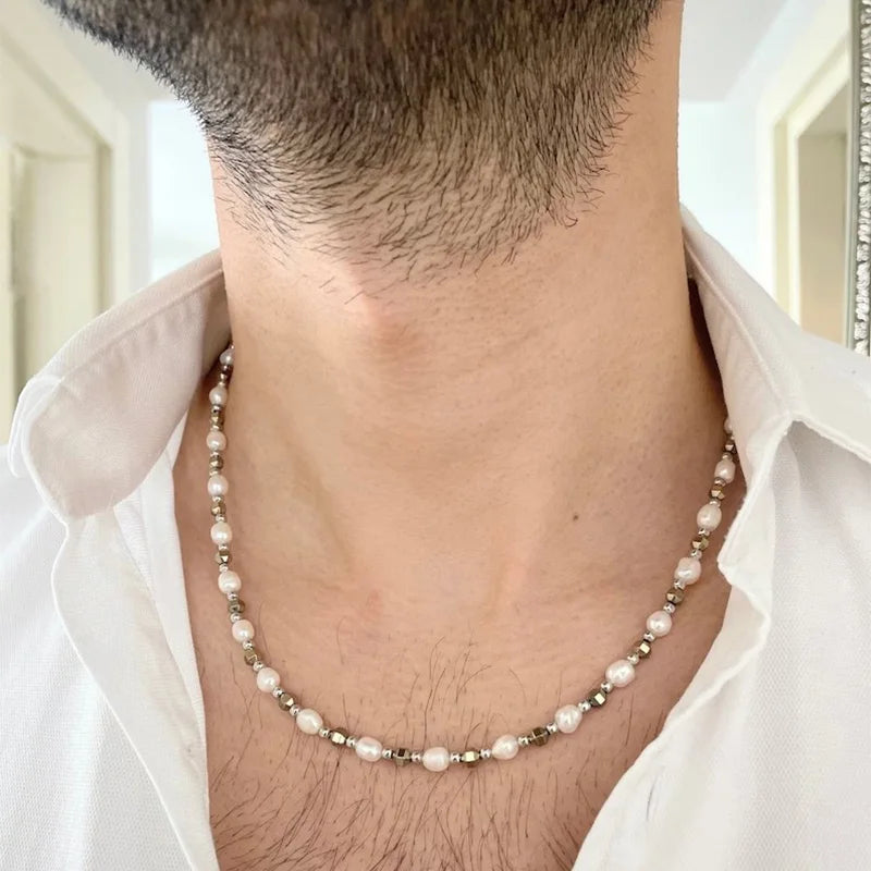 Vintage Wholesale Custom Fashion Lucky Fresh Water Pearl Necklace Waterproof Jewelry for Men Women Accessories Collar De Perlas