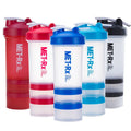 3 - Layer Custom Plastic Shaker Bottle with Storage for Gym
